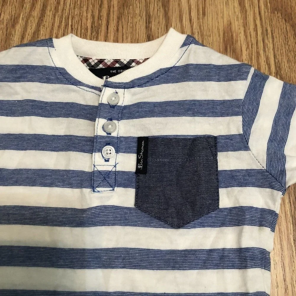 ben sherman baby boy striped pocket t-shirt size 12 Months - Picture 2 of 7